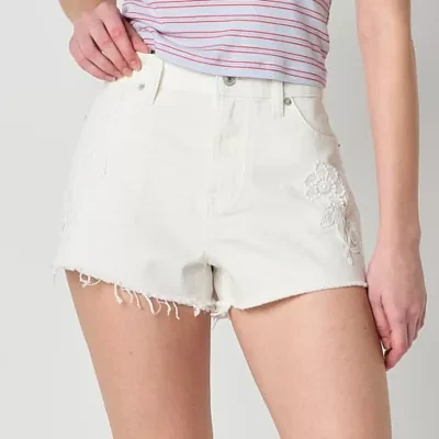 Arizona Womens High Rise Denim Short-Juniors