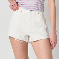 Arizona Womens High Rise Denim Short-Juniors