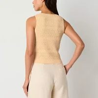 Worthington Womens Boat Neck Sleeveless Pullover Sweater