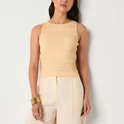 Worthington Womens Boat Neck Sleeveless Pullover Sweater