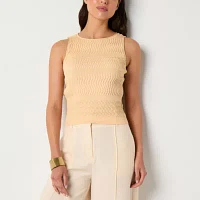 Worthington Womens Boat Neck Sleeveless Pullover Sweater