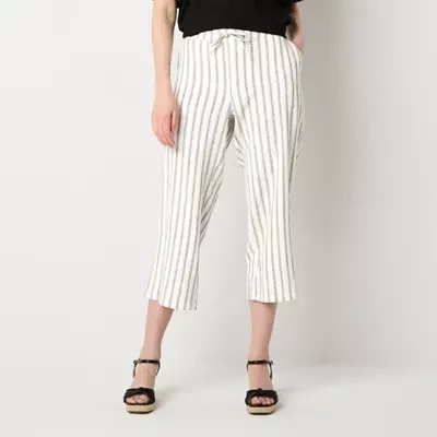 Liz Claiborne Womens Mid Rise Wide Leg Pull-On Pants