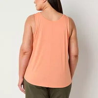 St. John's Bay Womens Plus Scoop Neck Sleeveless Tank Top
