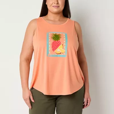 St. John's Bay Womens Plus Scoop Neck Sleeveless Tank Top