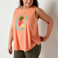 St. John's Bay Womens Plus Scoop Neck Sleeveless Tank Top