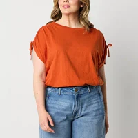 a.n.a Womens Plus Round Neck Short Sleeve T-Shirt