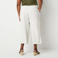 Liz Claiborne-Plus Womens Mid Rise Wide Leg Pull-On Pants