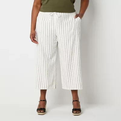 Liz Claiborne-Plus Womens Mid Rise Wide Leg Pull-On Pants