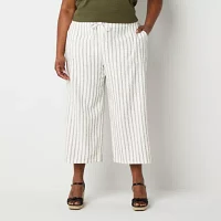 Liz Claiborne-Plus Womens Mid Rise Wide Leg Pull-On Pants