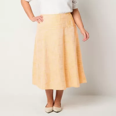 Liz Claiborne Boucle Womens Mid Rise Midi Full Skirt-Plus