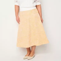 Liz Claiborne Boucle Womens Mid Rise Midi Full Skirt-Plus