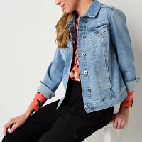 Liz Claiborne Midweight Denim Womens Tall Jacket