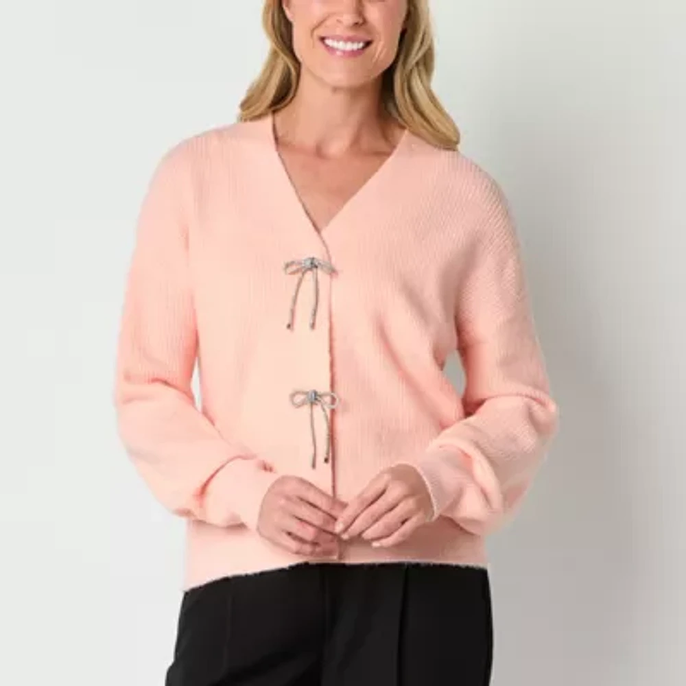 Liz Claiborne Womens V Neck Long Sleeve Cardigan