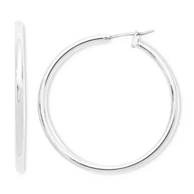 Mixit Silver Tone Tube Hoop Earrings