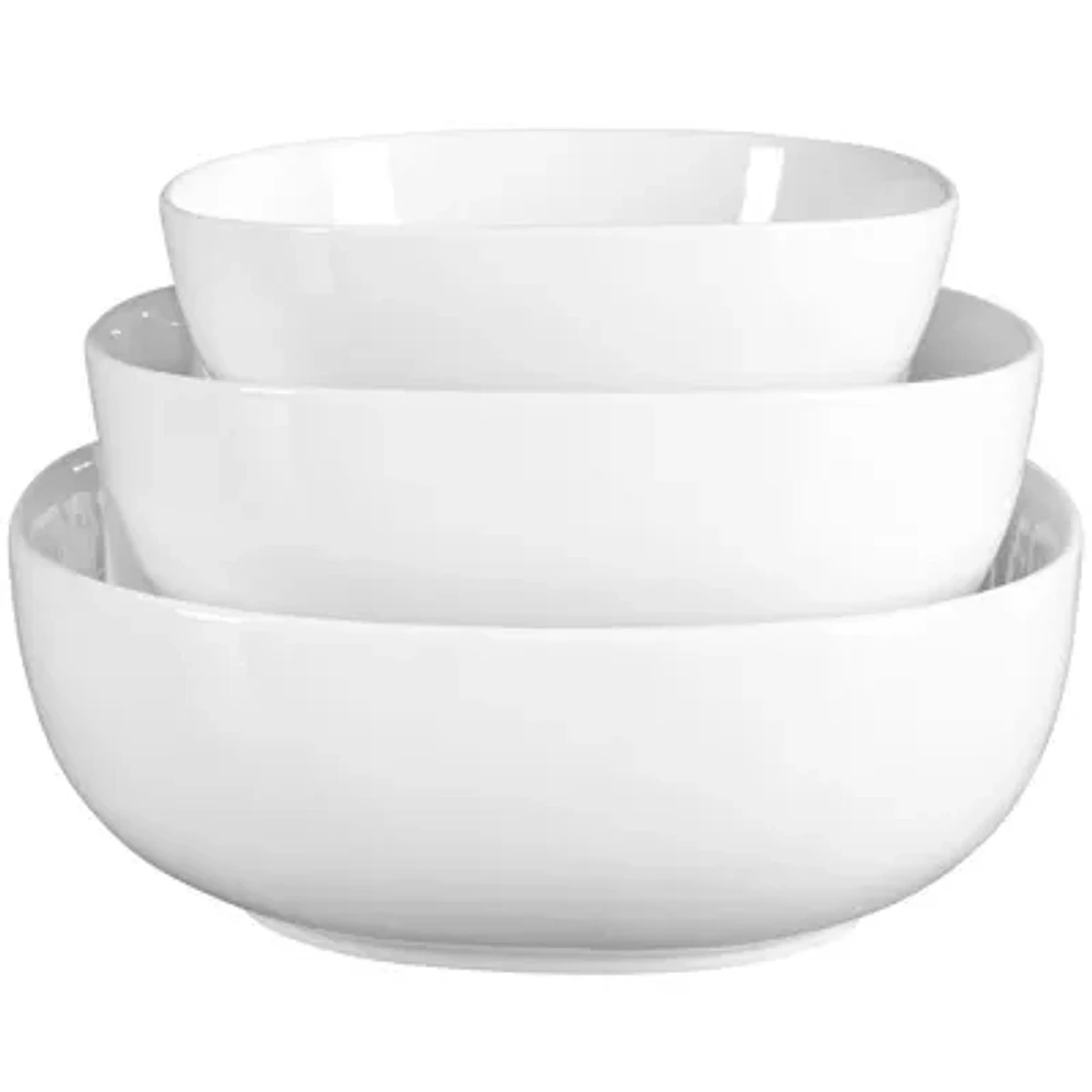 Denmark® 3-pc. Soft Square Porcelain Serving Bowl Set