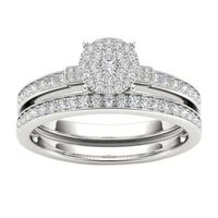 1/2 CT.T.W. Natural Diamond Cluster 10K White Gold Bridal Set