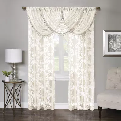 Regal Home Lombardi Floral Rod Pocket Sheer Single Curtain Panels