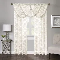 Regal Home Lombardi Floral Sheer Rod Pocket Single Curtain Panel