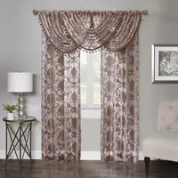 Regal Home Lombardi Floral Sheer Rod Pocket Single Curtain Panel