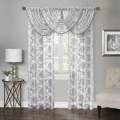 Regal Home Lombardi Floral Rod Pocket Sheer Single Curtain Panels