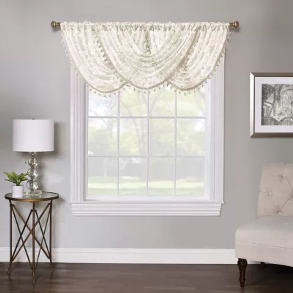 Regal Home Lombardi Floral Rod Pocket Waterfall Valance