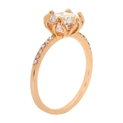 Sparkle Allure Crystal 18K Rose Gold Over Brass Engagement Ring