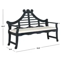 Azusa Carved Detail Wood Patio Bench