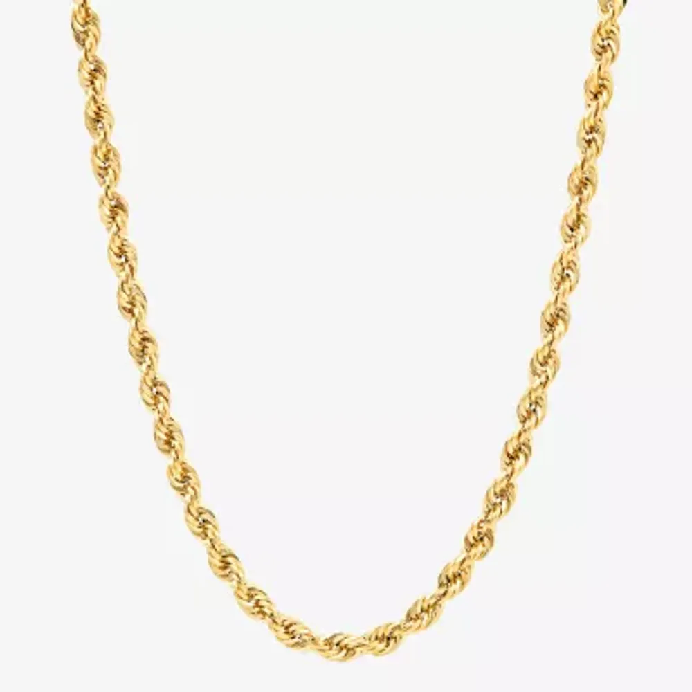 14K Gold 24 Inch Hollow Rope Chain Necklace