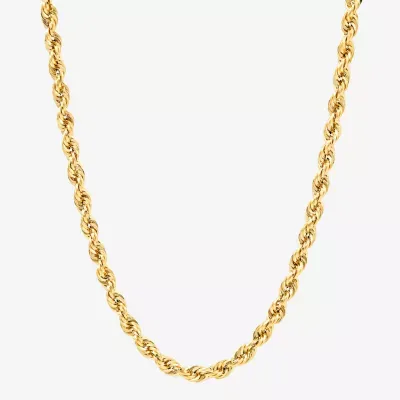 14K Gold 24 Inch Hollow Rope Chain Necklace