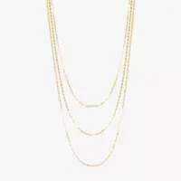 Layered Look 14K Gold 20 Inch Solid Paperclip Paperclip Chain Necklace