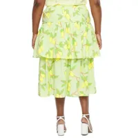 Ryegrass Womens Mid Rise Midi Full Skirt-Plus