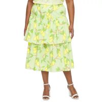 Ryegrass Womens Mid Rise Midi Full Skirt-Plus