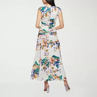 Premier Amour Womens Sleeveless Floral Midi Sheath Dress