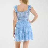Trixxi Womens Sleeveless Floral Fit + Flare Dress Juniors
