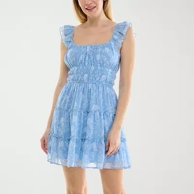 Trixxi Womens Sleeveless Floral Fit + Flare Dress Juniors