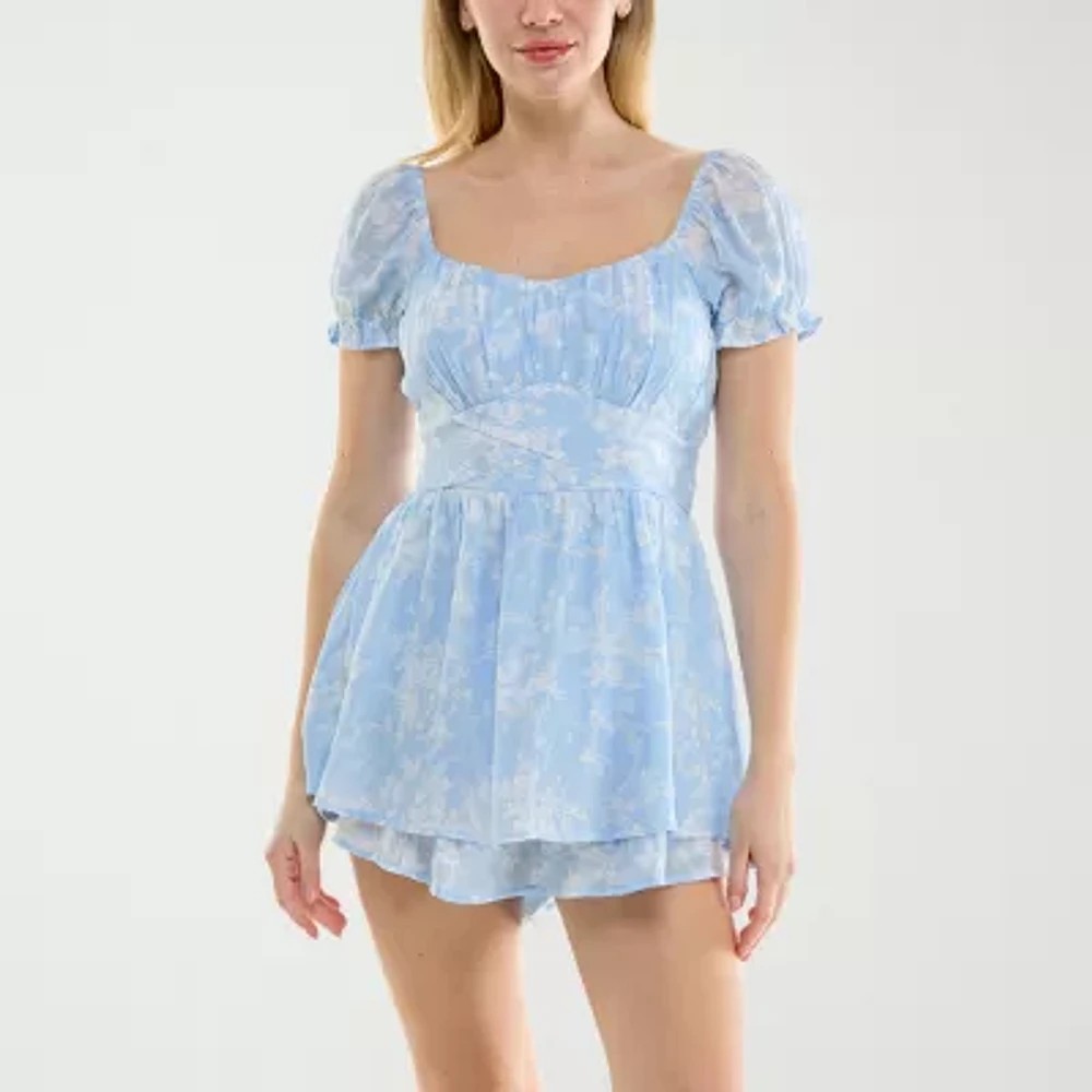 Trixxi Short Sleeve Womens Romper-Juniors