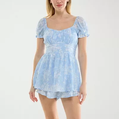 Trixxi Short Sleeve Womens Romper-Juniors