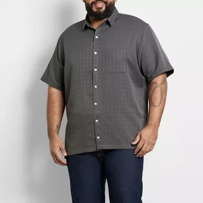 Van Heusen Big and Tall Mens Moisture Wicking Regular Fit Short Sleeve Plaid Button-Down Shirt