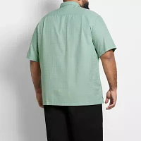 Van Heusen Big and Tall Mens Moisture Wicking Regular Fit Short Sleeve Plaid Button-Down Shirt