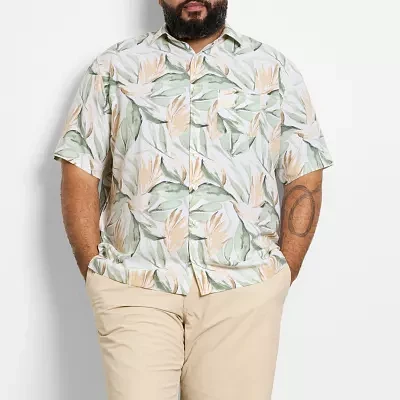 Van Heusen Big and Tall Mens Moisture Wicking Regular Fit Short Sleeve Button-Down Shirt