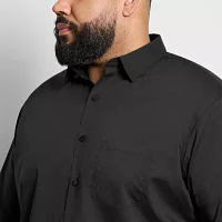 Van Heusen Stainshield Big and Tall Mens Regular Fit Short Sleeve Button-Down Shirt