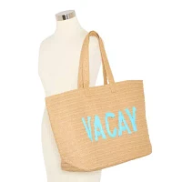 Mixit Straw Vacay Tote Bag