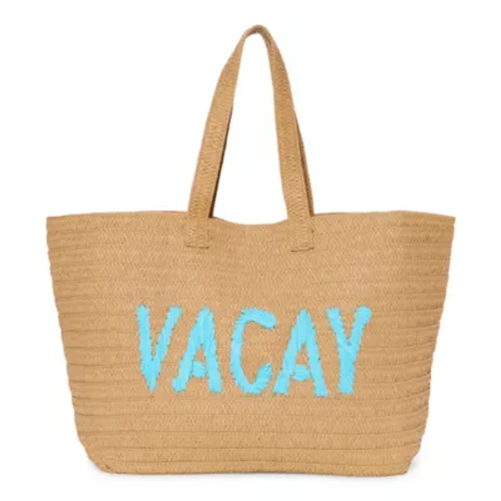Mixit Straw Vacay Tote Bag