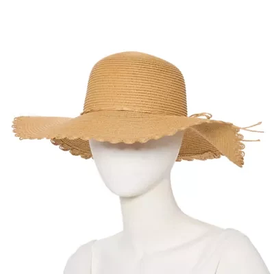 SOL and MER Scalloped Lace Edge Womens Floppy Hat