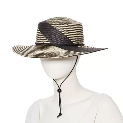 SOL and MER Geometric Boater With Ties Womens Boater Hat