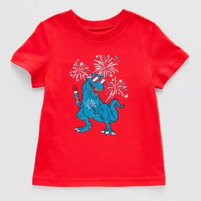 Okie Dokie Toddler & Little Boys Crew Neck Short Sleeve Graphic T-Shirt