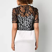 Maya Brooke Floral Womens Short Sleeve Shrug