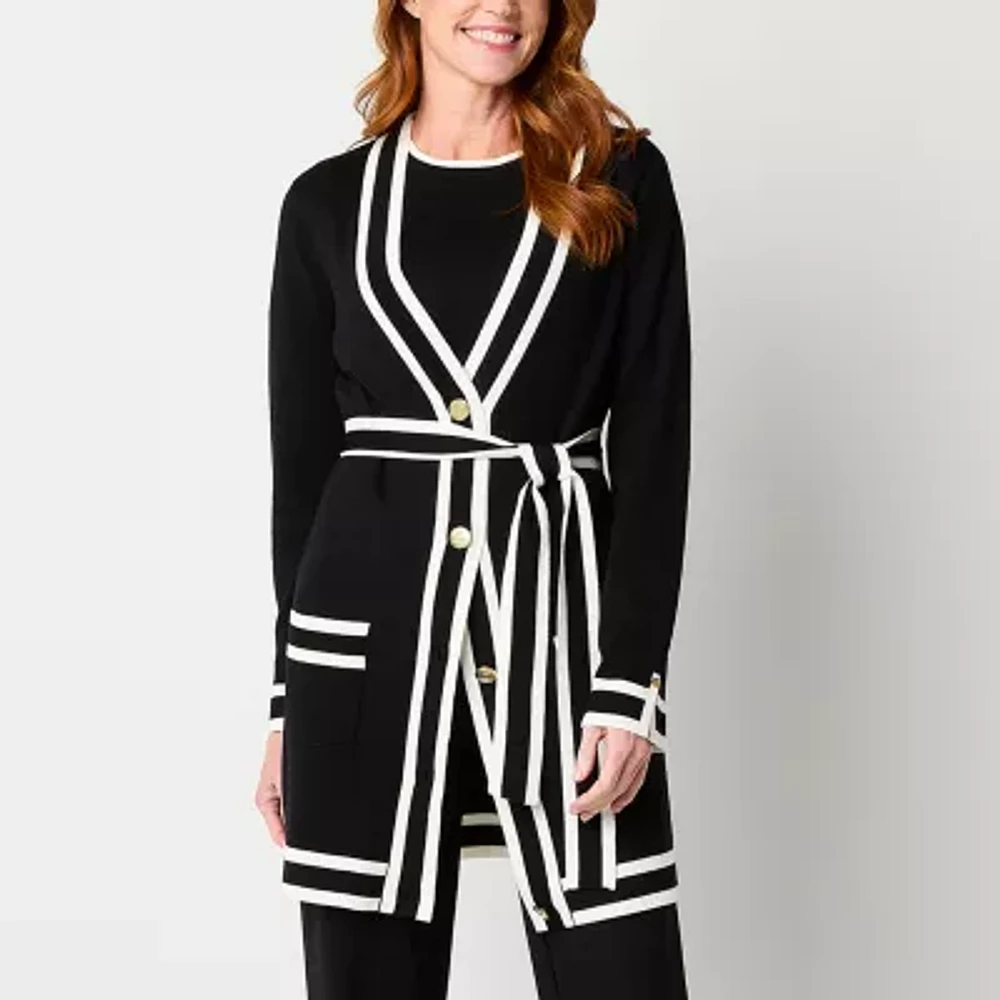 Liz Claiborne Womens V Neck Long Sleeve Button Cardigan