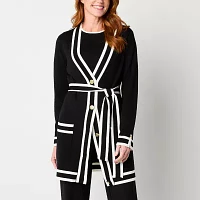Liz Claiborne Womens V Neck Long Sleeve Button Cardigan