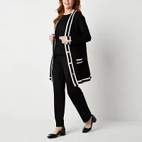 Liz Claiborne Womens V Neck Long Sleeve Button Cardigan